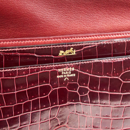 Hermes｜Cordeliere Vintage Handbag Burgundy Crocodile  1982