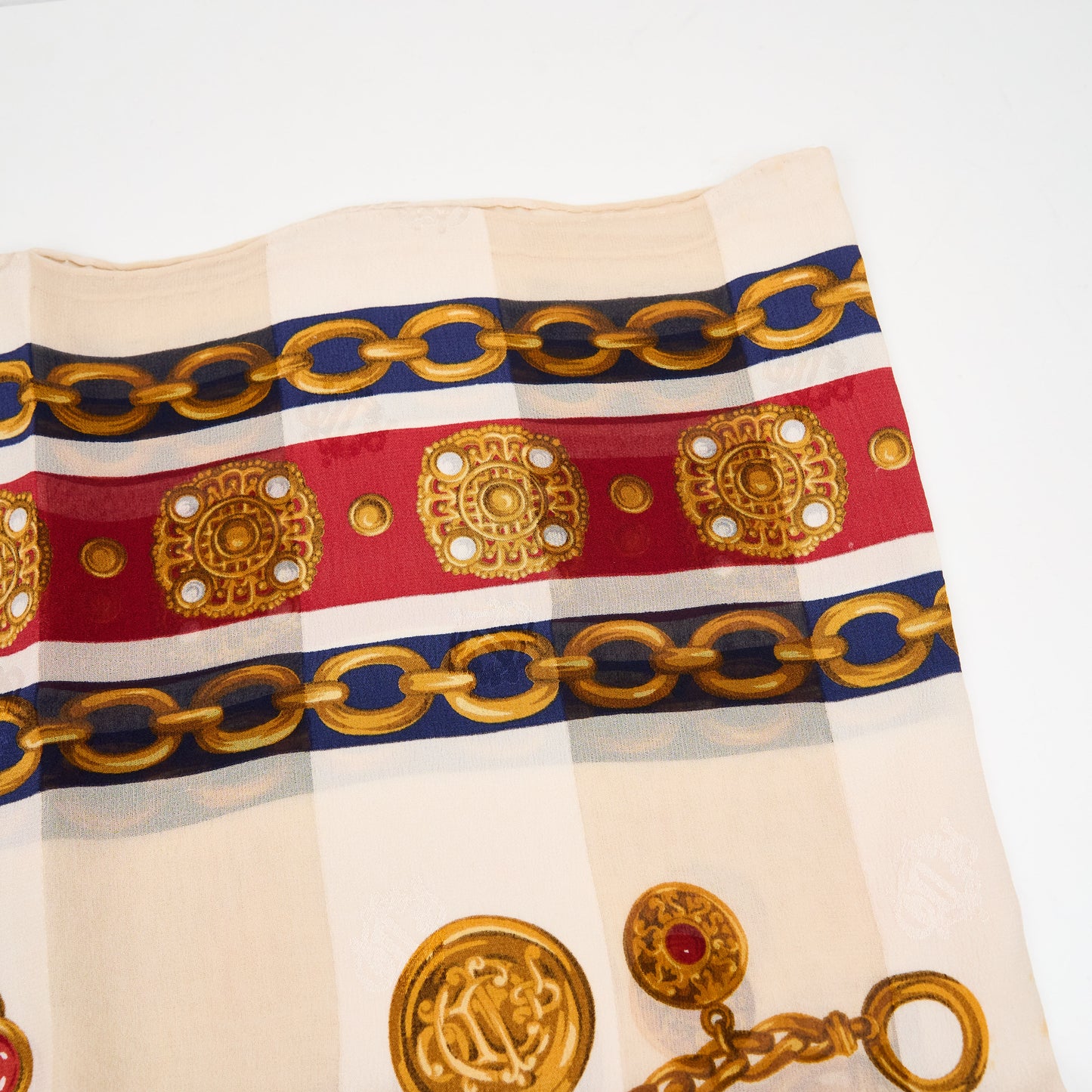 Christian Dior |  Vintage  beige Jewelry Motif Silk Scarf