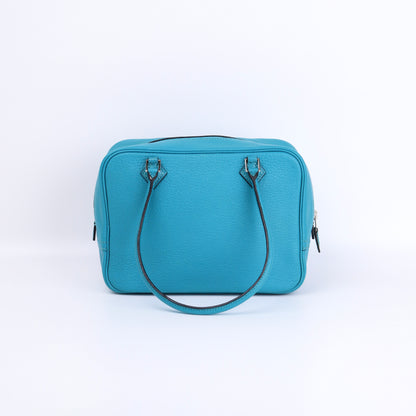 Hermes Plume Mini Handbag in Turquoise Chevre 2004, front view