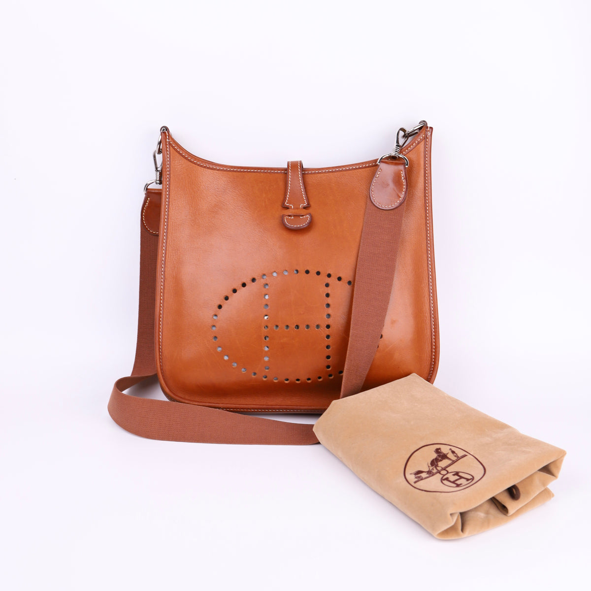 Hermes Evelyne PM in Barenia Fauve 2000 PHW,full view