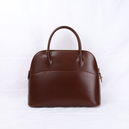 Hermes Bolide 31 Handbag in Box Calf Chocolat 2003，back view