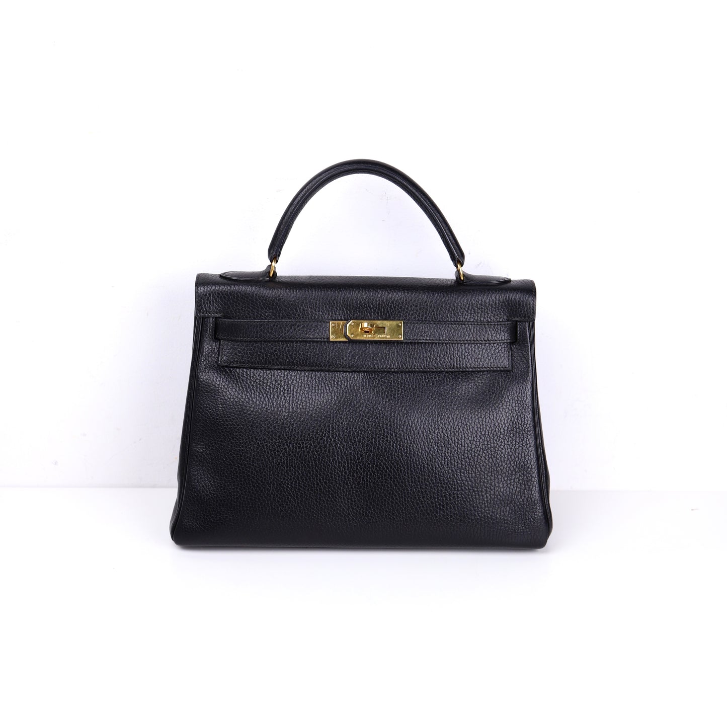 Hermes Kelly 32 Handbag in Vachette Ardennes  Black 1991，front view