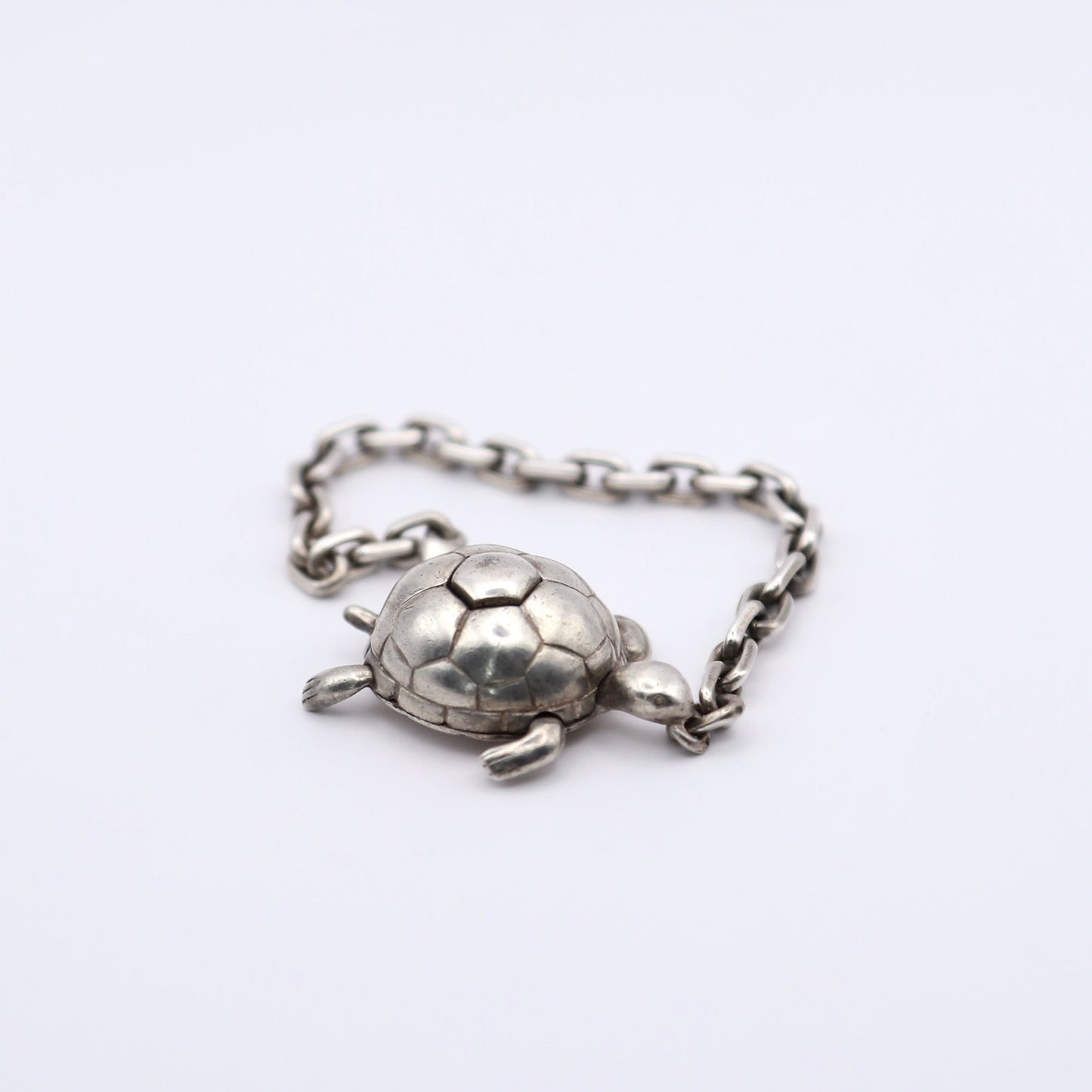 Hermes | S925 Silver Chain Key Holder Bag Charm Turtle