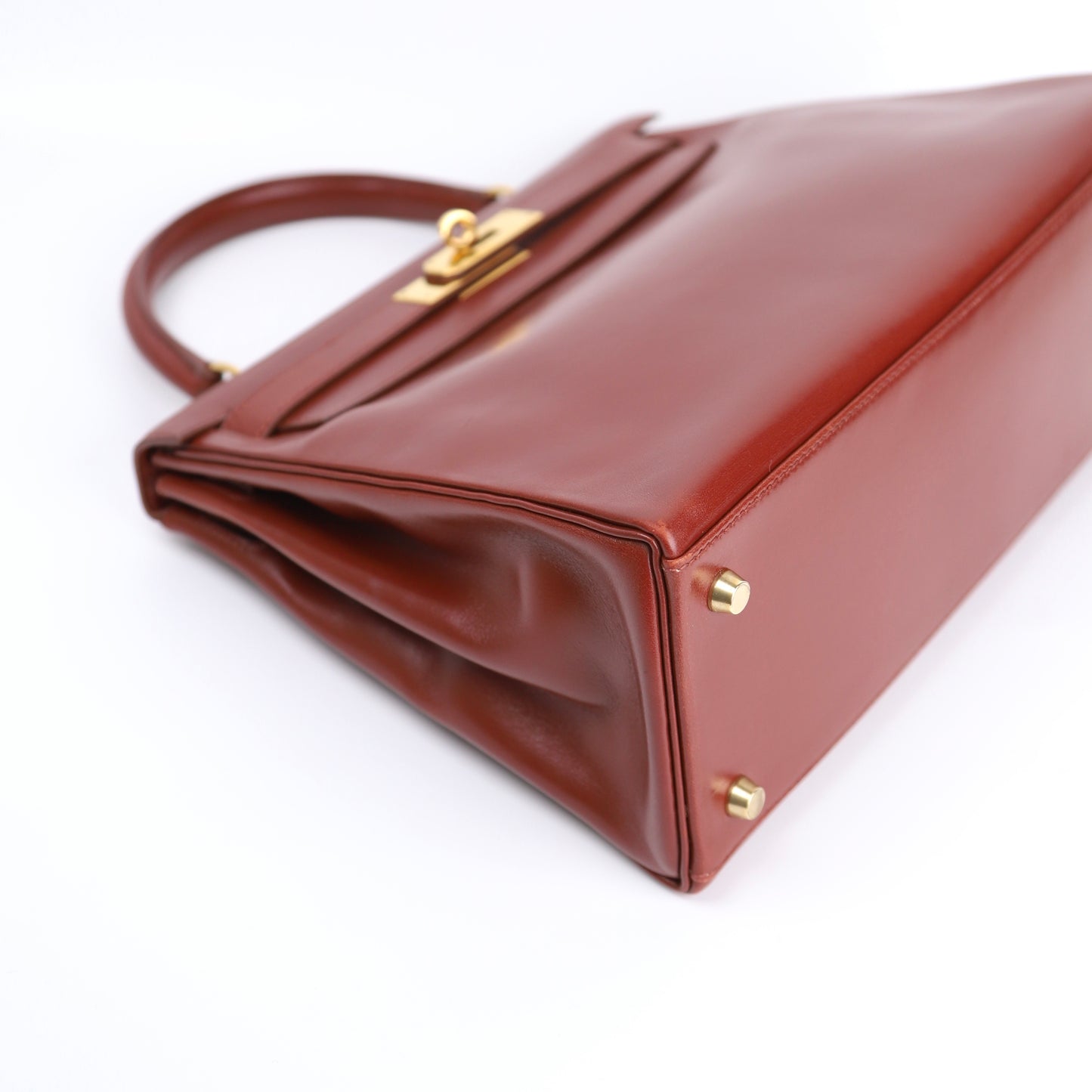 Hermes Kelly 28 Handbag in Box Calf Rouge H 1996,corner1