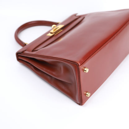 Hermes Kelly 28 Handbag in Box Calf Rouge H 1996,corner1