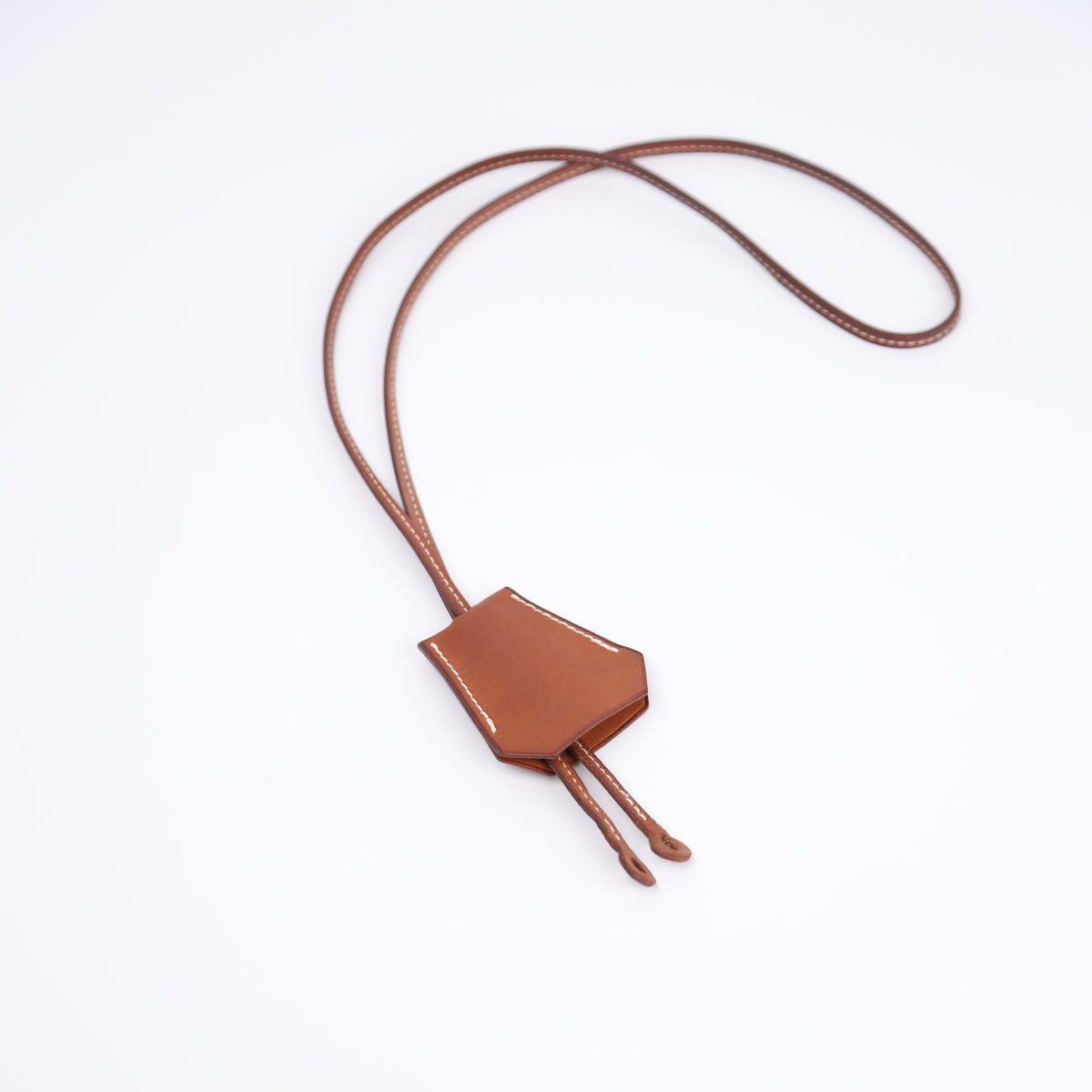Hermes Barenia Clochette Keyholder Necklace Fauve, full view