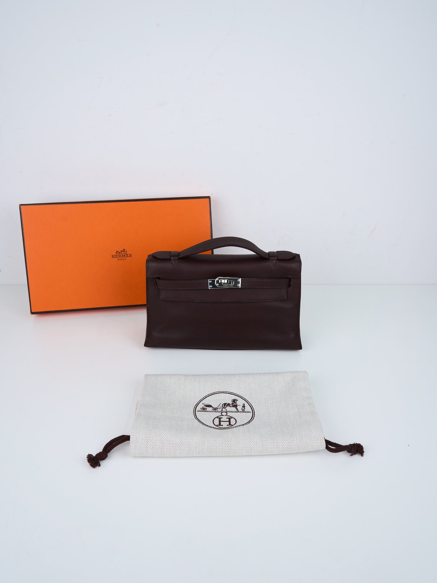 Hermes｜Kelly Pochette Havana Handbag Evergrain 2006