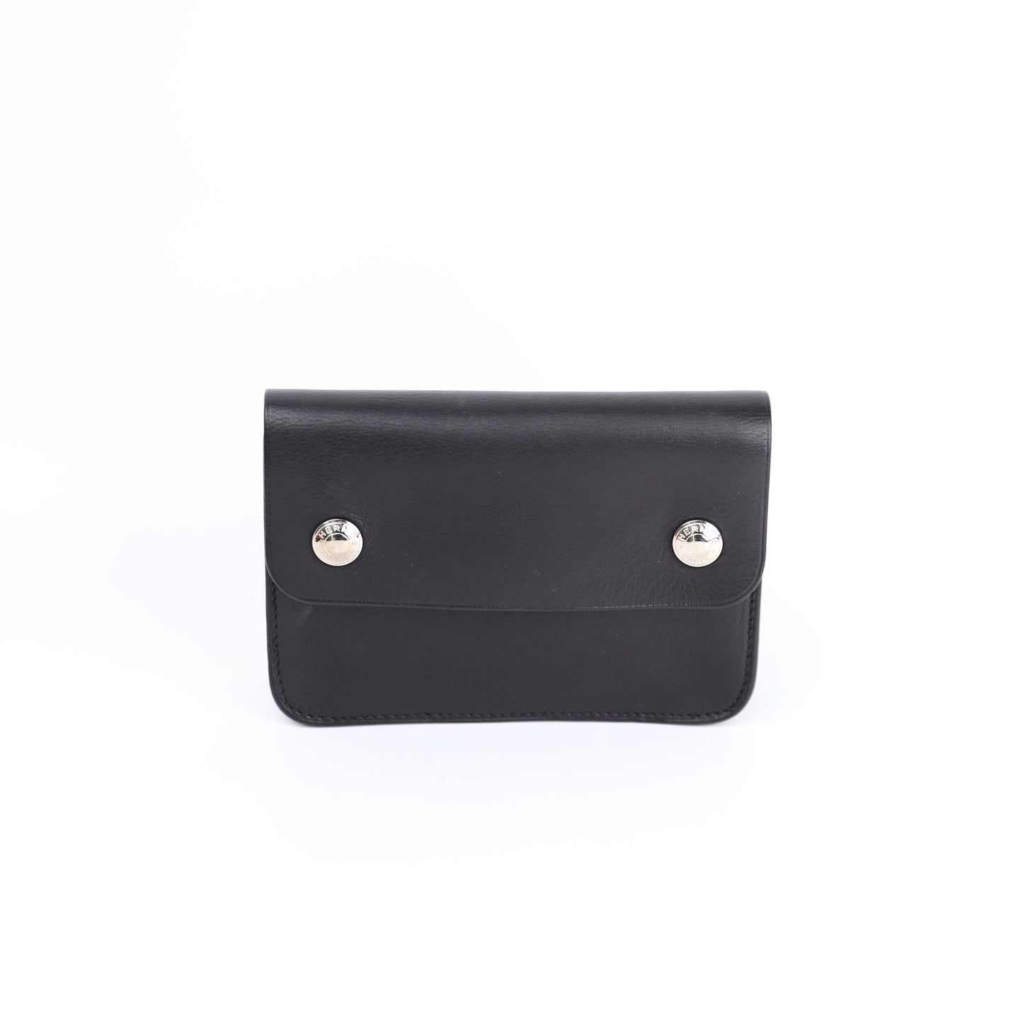Hermes Pochette Green Belt Bag in Black Barenia 2000, front view