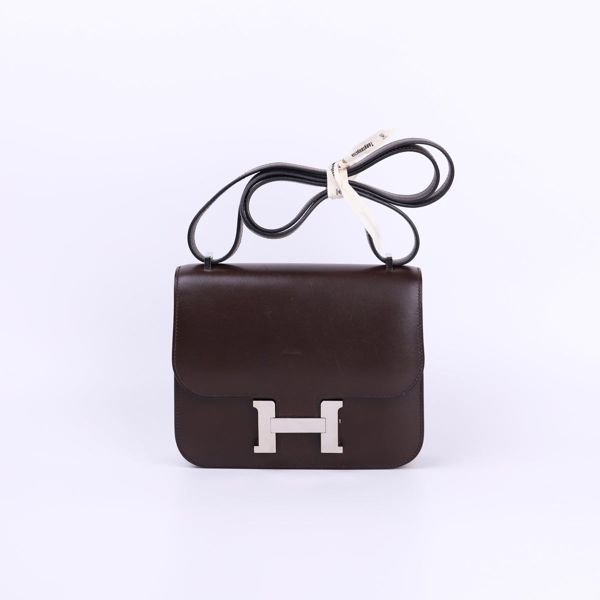 Hermes Constance 19 Shoulder Bag in Box-Calf Chocolat 2016 PHW，front view