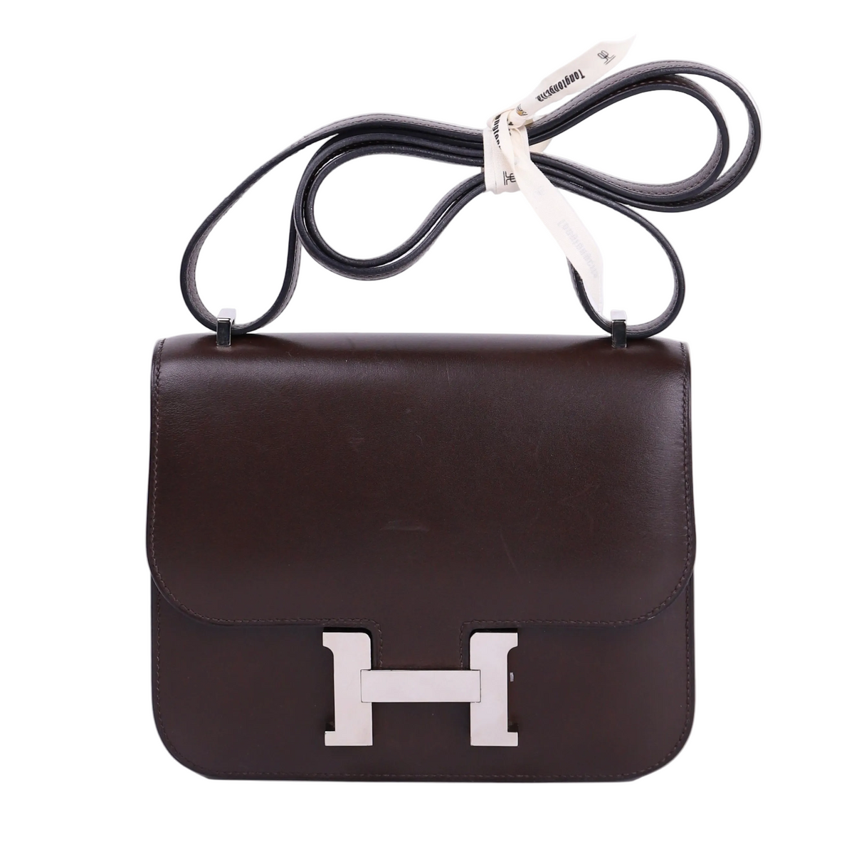 Hermes Constance 19 Shoulder Bag in Box-Calf Chocolat 2016 PHW，front view