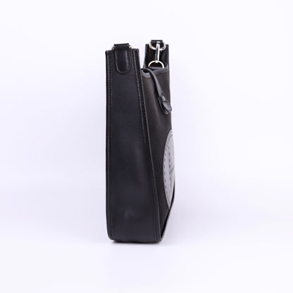 Hermes Evelyne PM in Black Box Calf Toile  2004 PHW