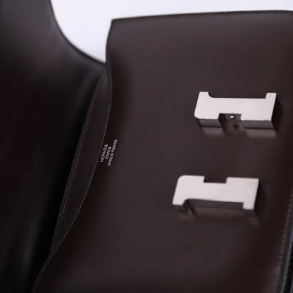 Hermes Constance 19 Shoulder Bag in Box-Calf Chocolat 2016 PHW,logo