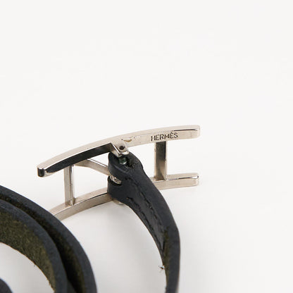 Hermes | Hapi Quad Tour Leather Bracelet Black Box Calf 2001