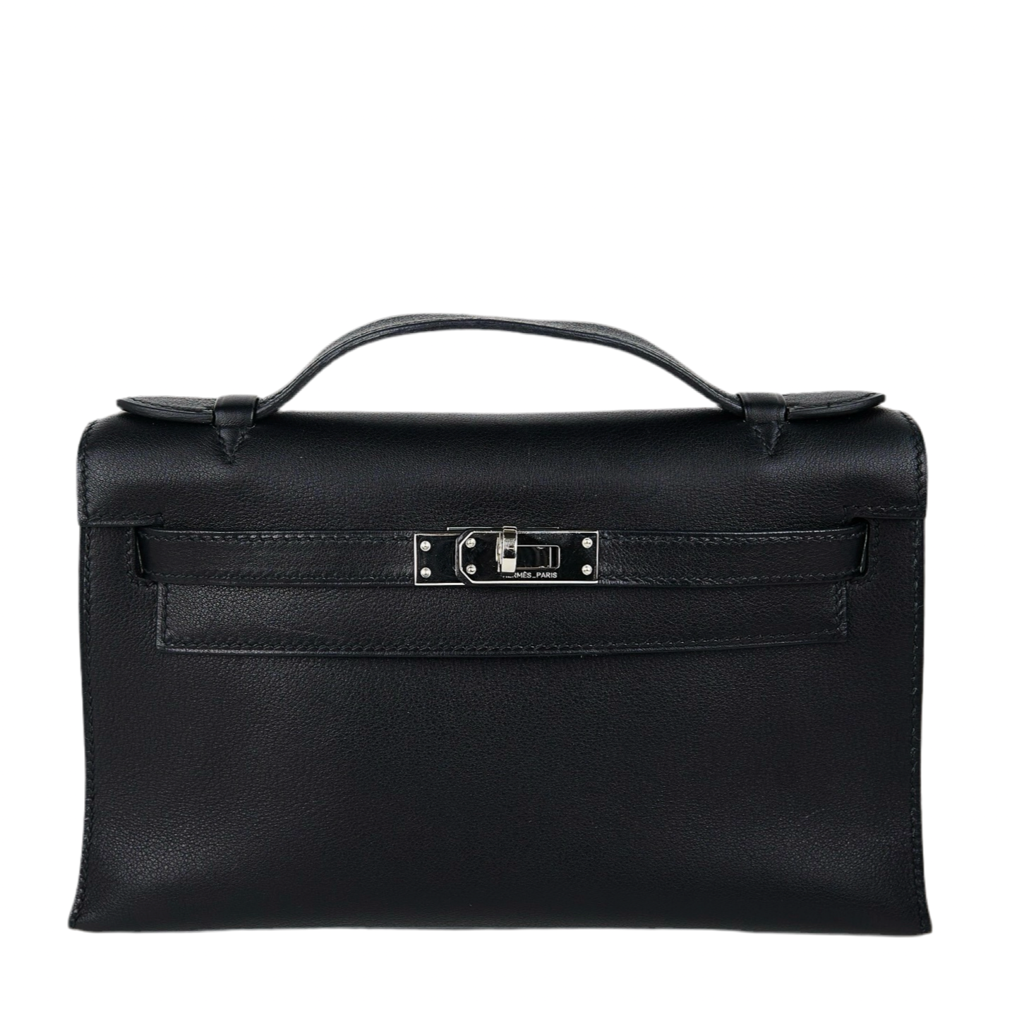 Hermes｜Kelly Pochette Black Handbag Evergrain 2006