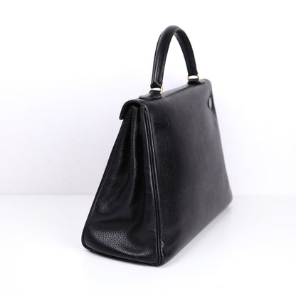 Hermes Kelly 32 Handbag in Vachette Ardennes  Black 1991， left view