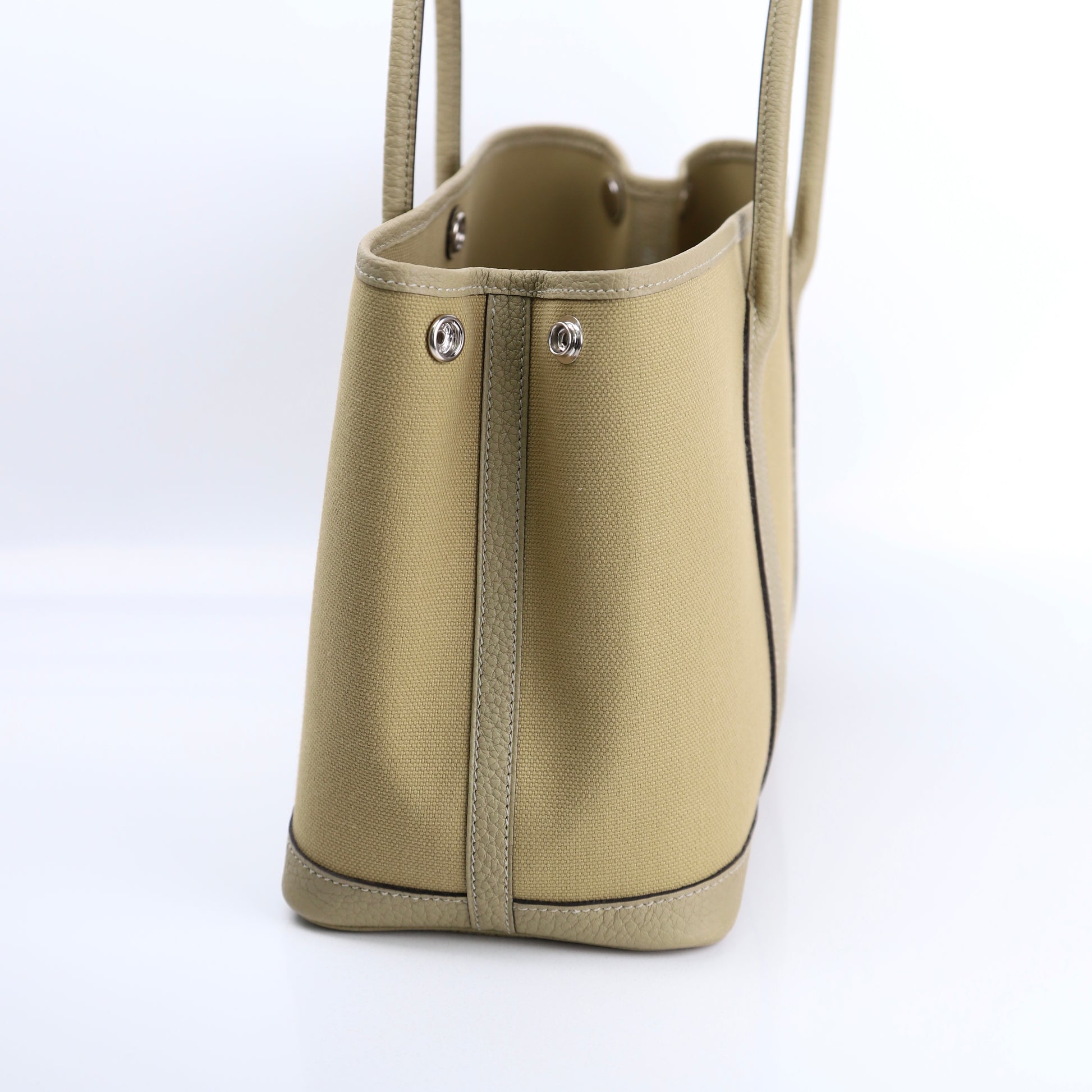 Hermes Garden Party TPM Handbag in  Poussiere Buffalo/Canvas 2022, right side