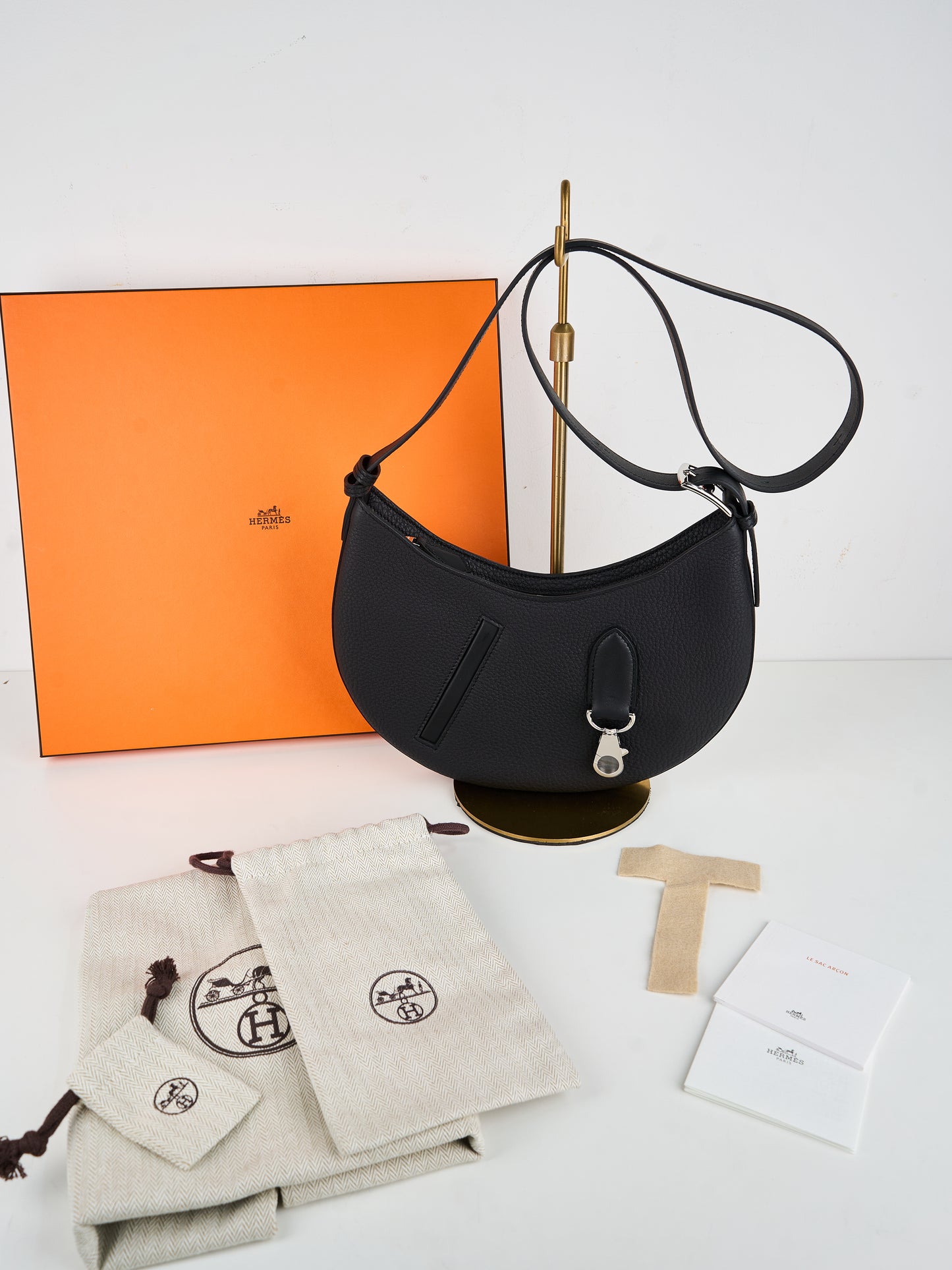 Hermes｜ P'tit Arcon Bag Black Togo and Swift Palladium Hardware