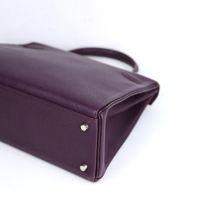 Hermes Kelly 32 Handbag  in Cassis Chevre/Coromandel 2002,corner4