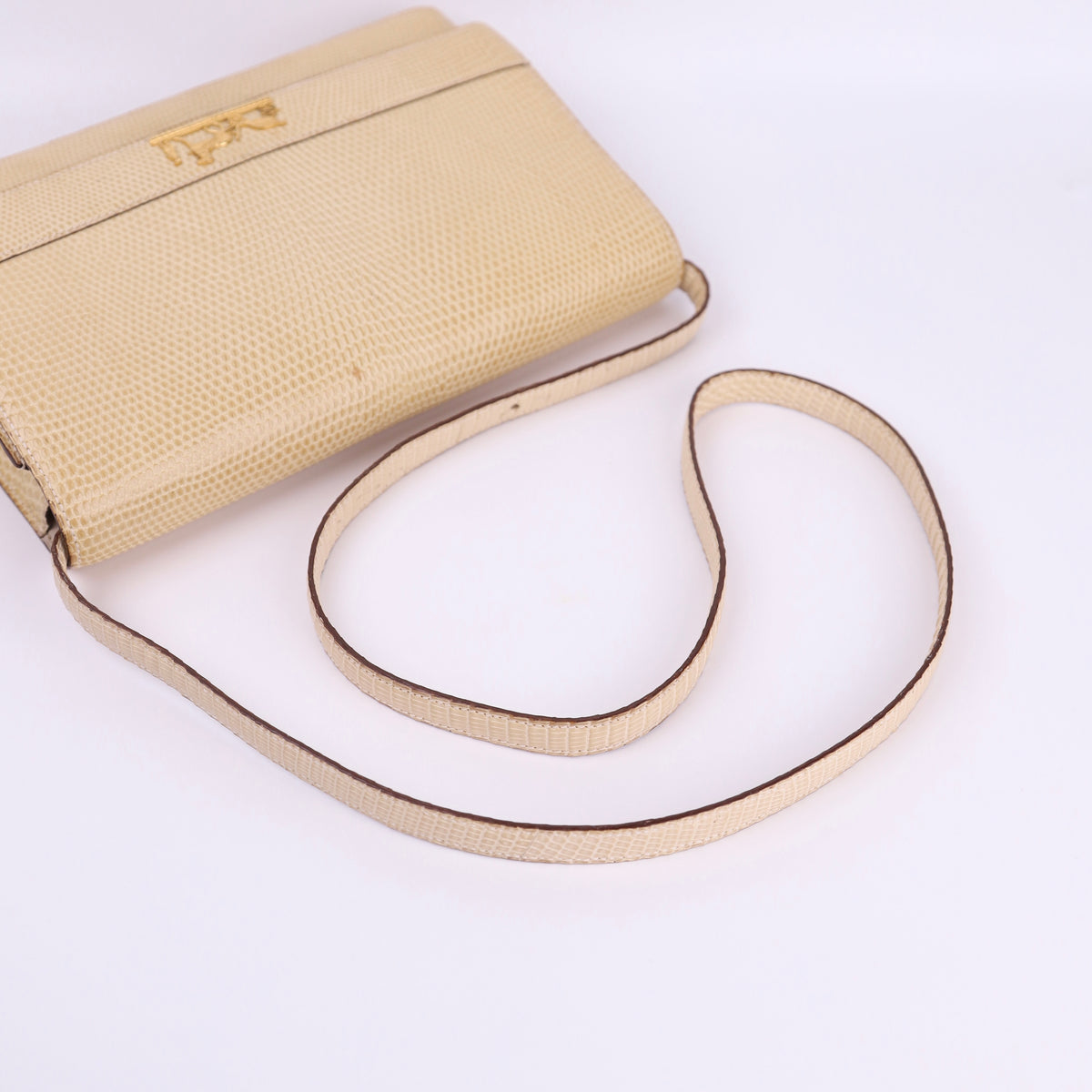 Hermes Vintage 2Way Shoulder Bag in Lizard 1986,shoulder strap