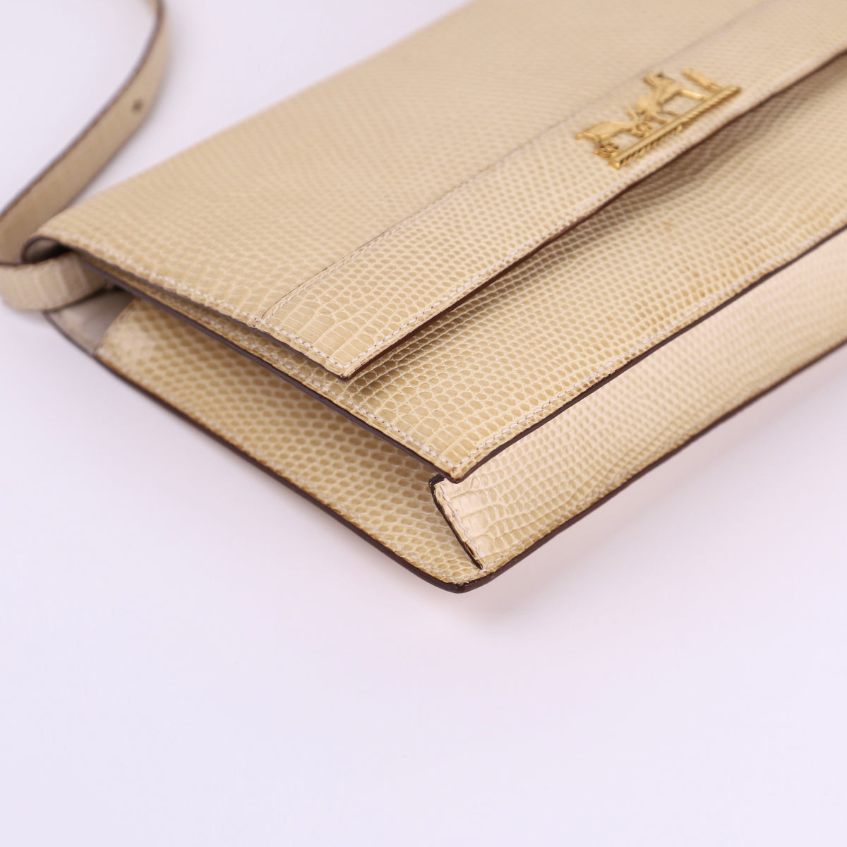 Hermes Vintage 2Way Shoulder Bag in Lizard 1986,corner1