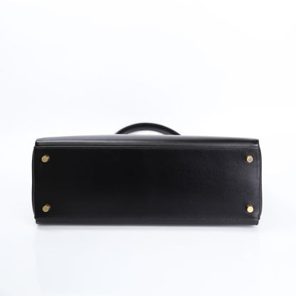Hermes Kelly 32 Handbag in Box Calf Black 2000, bottom