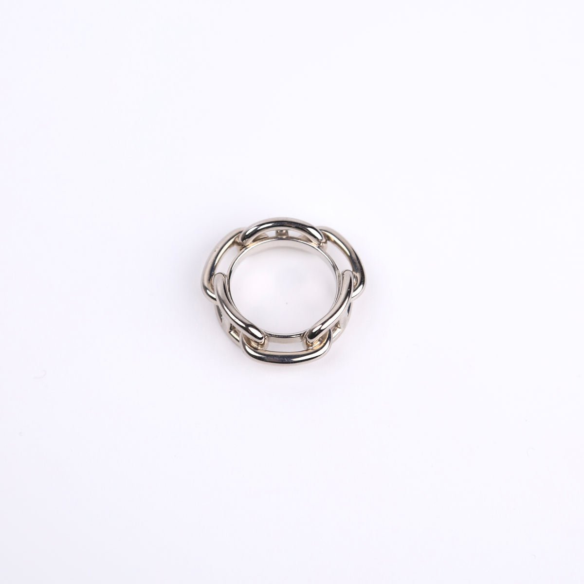 Hermes Sliver Metal Chaine Dancre Ring scarf, front view