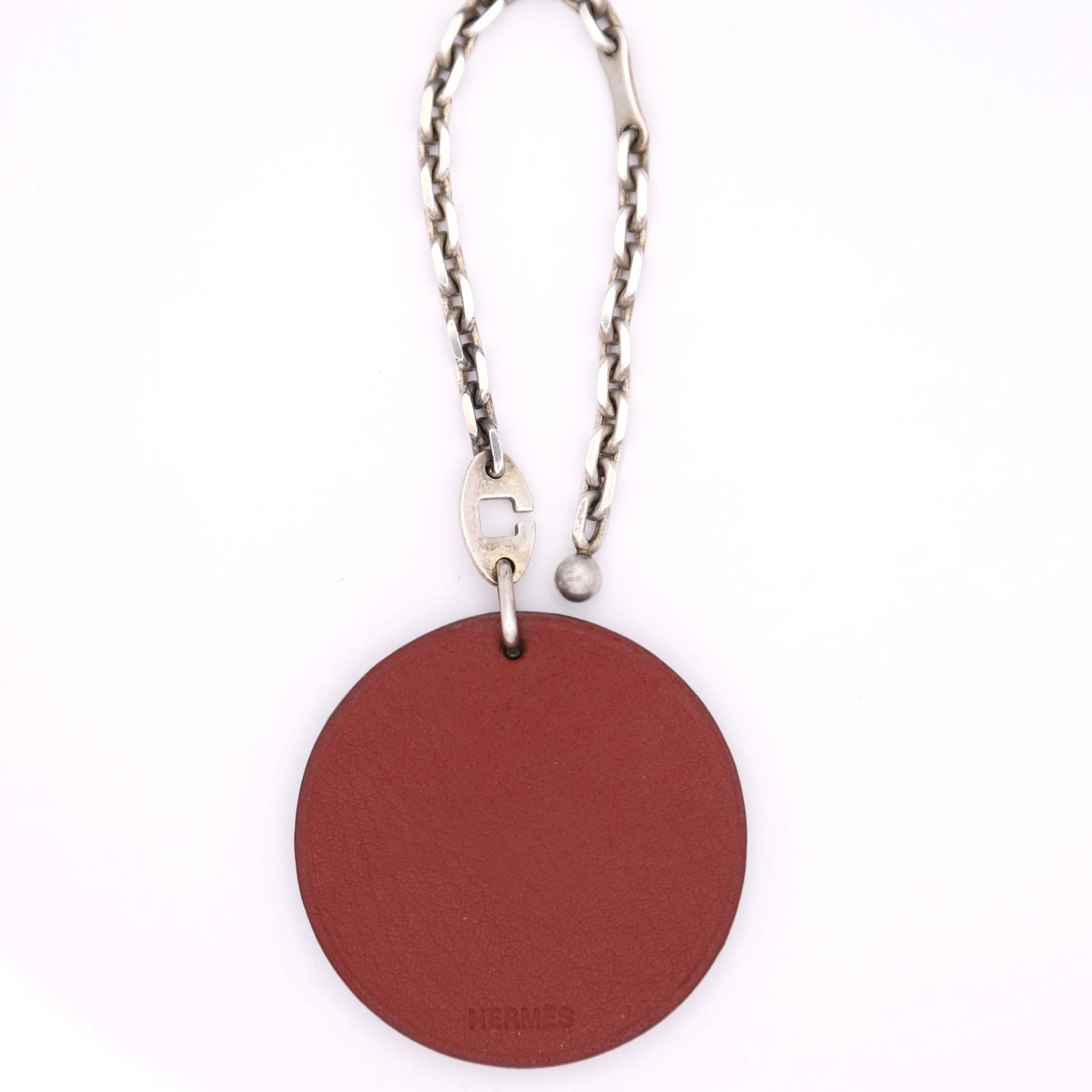 Hermes S925 Chain Bag Charm Dog in Chevre Rouge H, back view