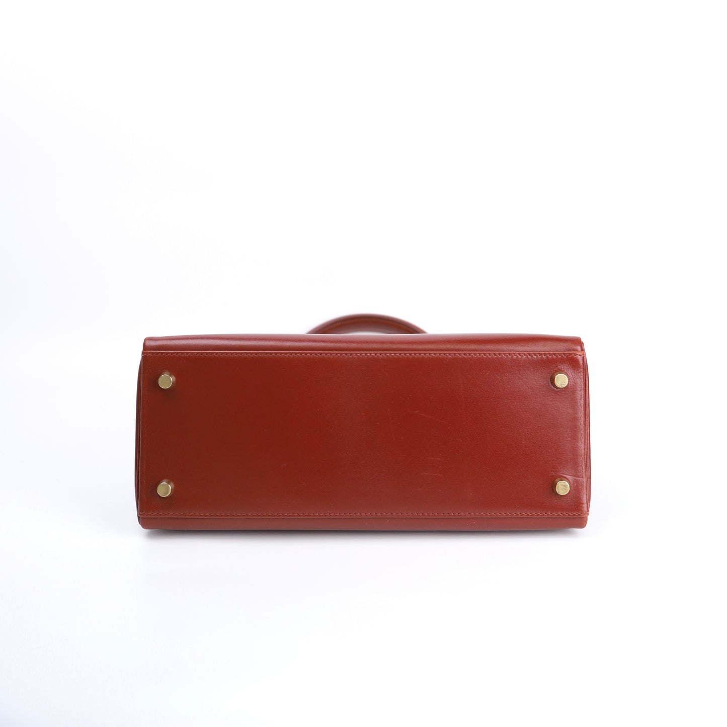 Hermes Kelly 28 Handbag in Box Calf Rouge H 1996, bottom