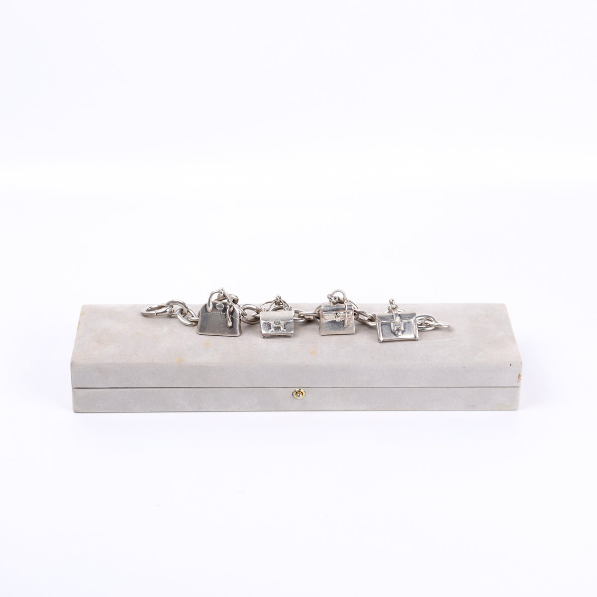 Hermes Sterling Silver S925 Bag Charm Bracelet, full view