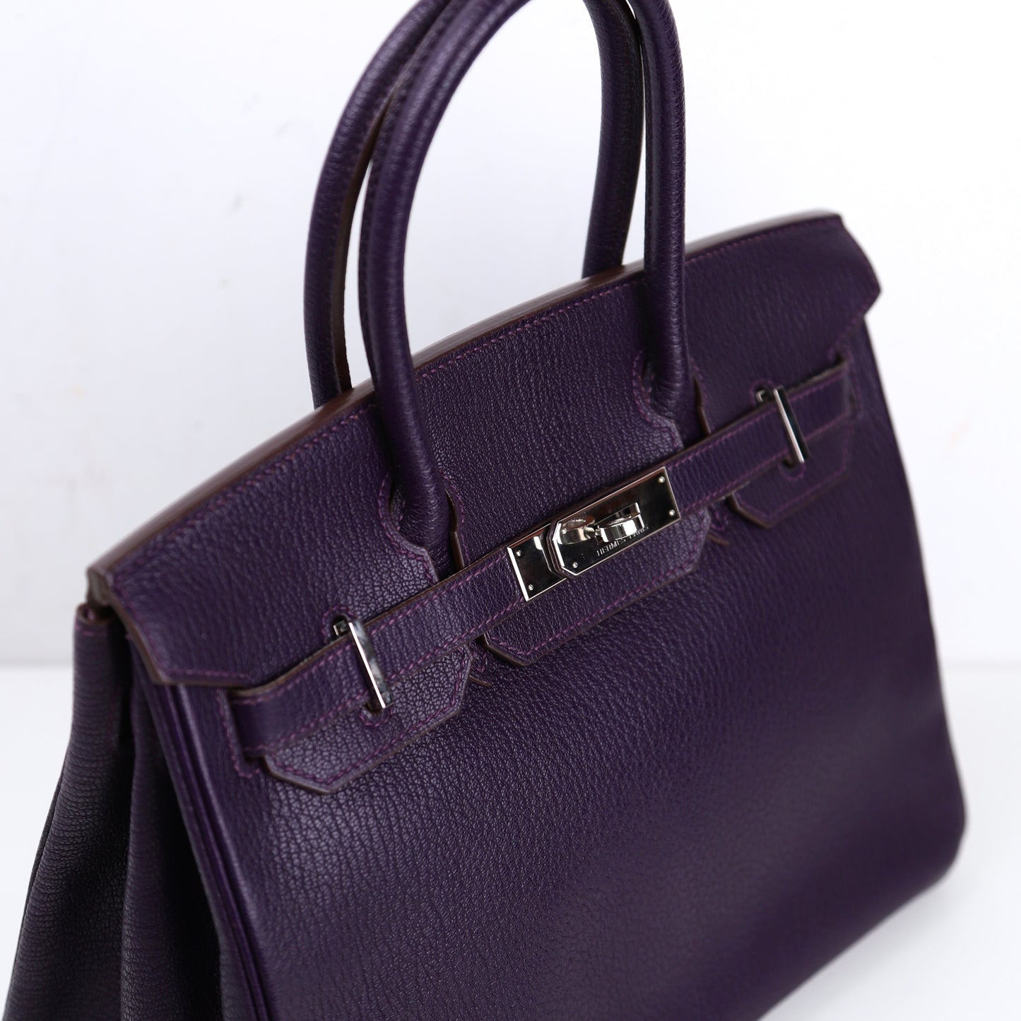 Hermès Birkin 30 Handbag in Chèvre Raisin/Lilas, Hardware 