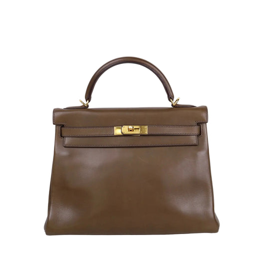 Hermes｜ Kelly 32  Handbag Barenia Vert Olive 2001