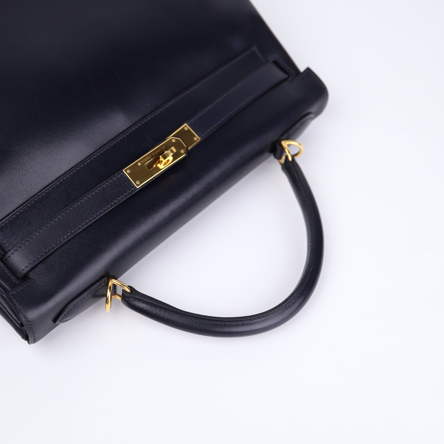 Hermes Kelly 32 in Box Calf Blue Marine 2000,handle