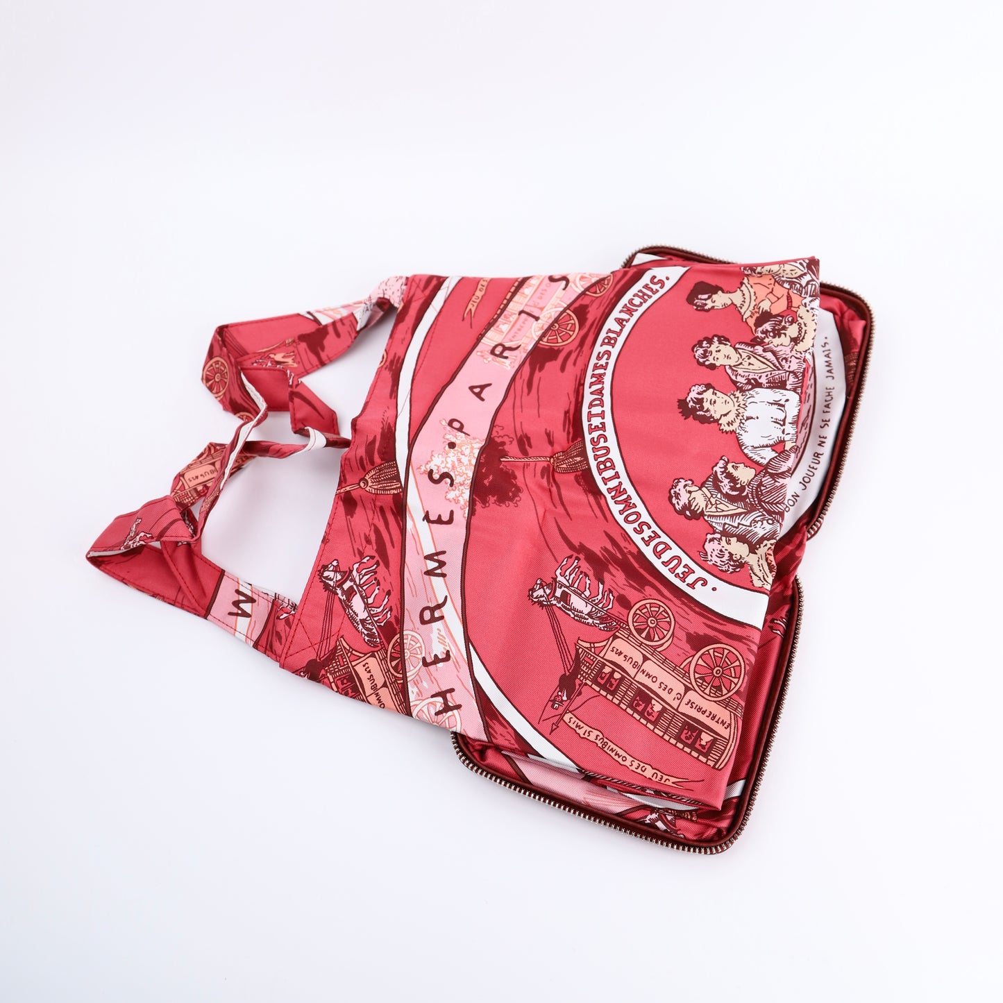 Hermes Silky Pop Tote Handbag in Rouge H Taurillon Clemence/Silk 2007, back view