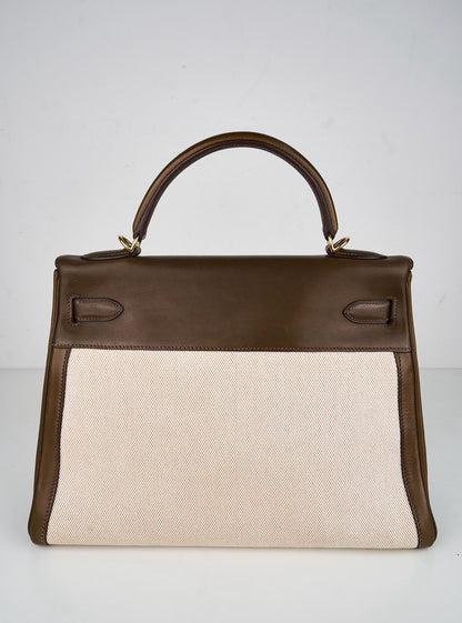 Hermes｜Kelly 32 Handbag Olive green Barenia Canvas 2002