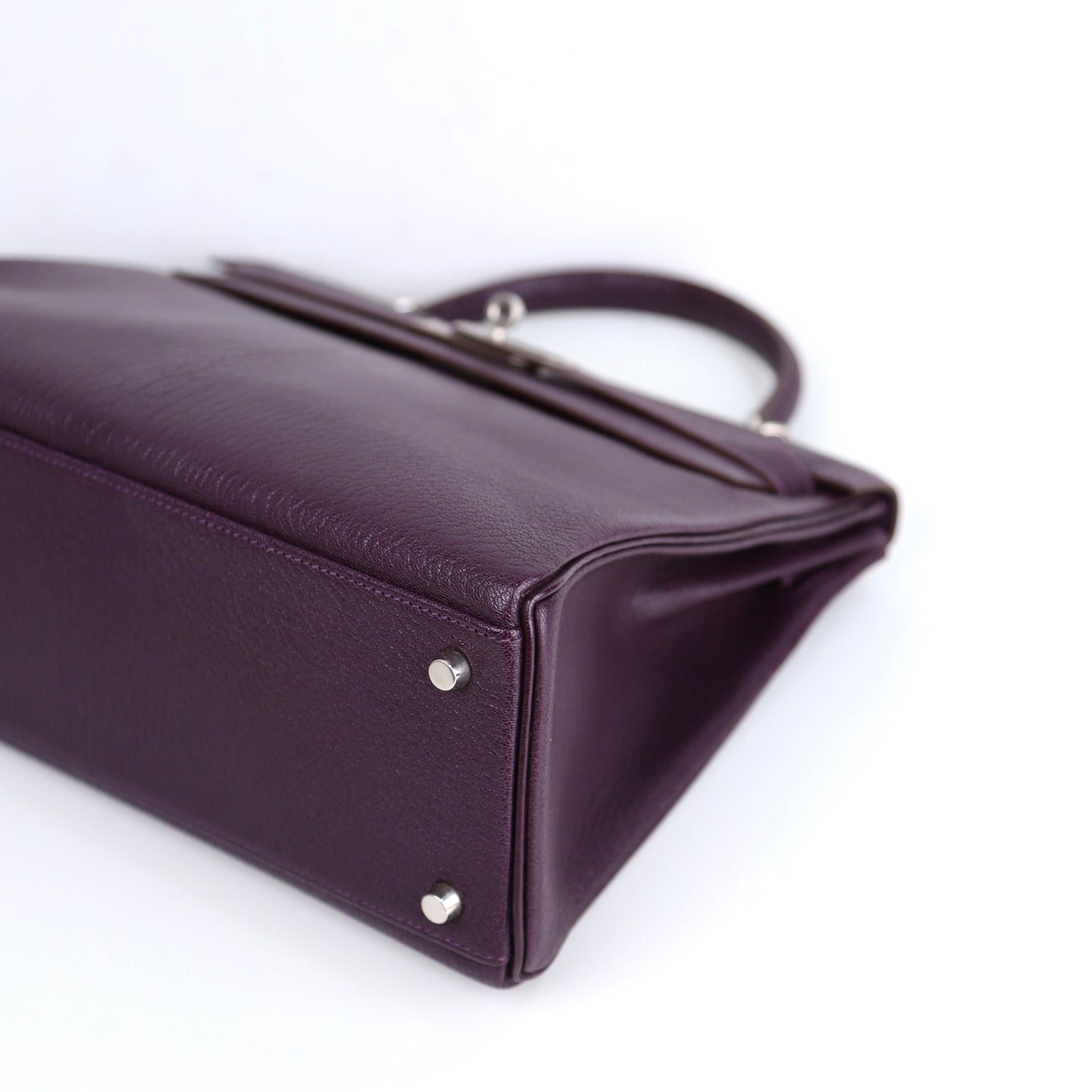 Hermes Kelly 32 Handbag  in Cassis Chevre/Coromandel 2002,corner2