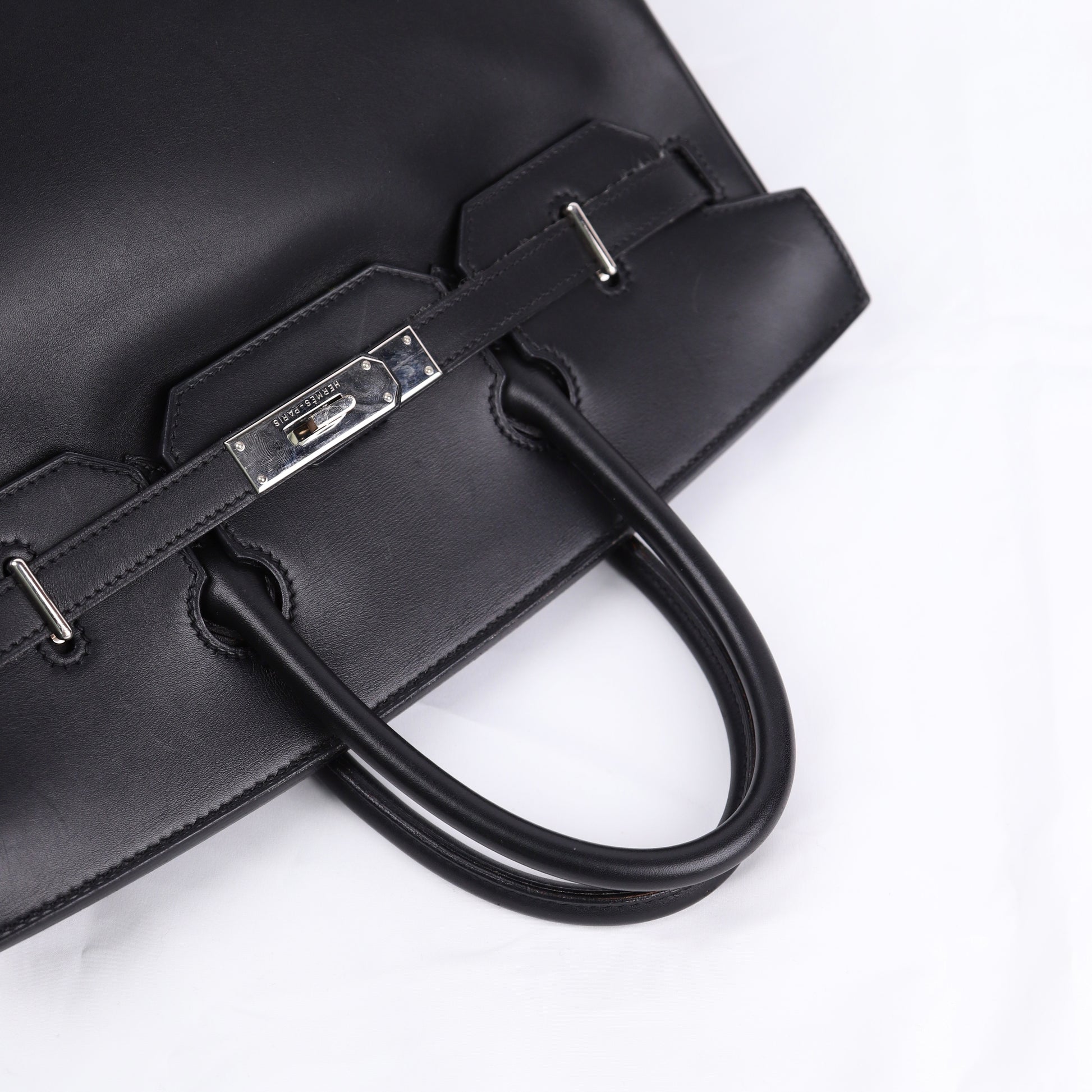 Hermes Hac 32 Handbag in Evercalf Black 2009，handle