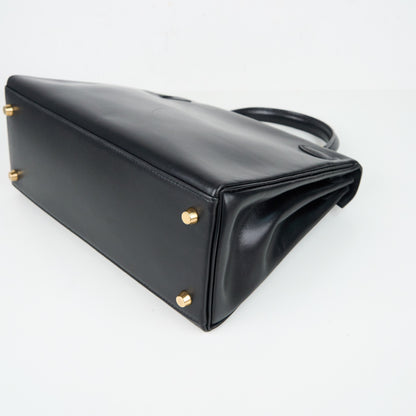 Hermes｜ Kelly 28  Black box calf  Handbag 1994