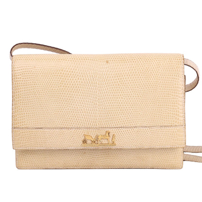 Hermes Vintage 2Way Shoulder Bag in Lizard 1986, front view