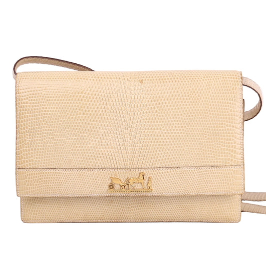 Hermes Vintage 2Way Shoulder Bag in Lizard 1986, front view