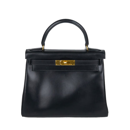 Hermes｜ Kelly 28  Black box calf  Handbag 1994