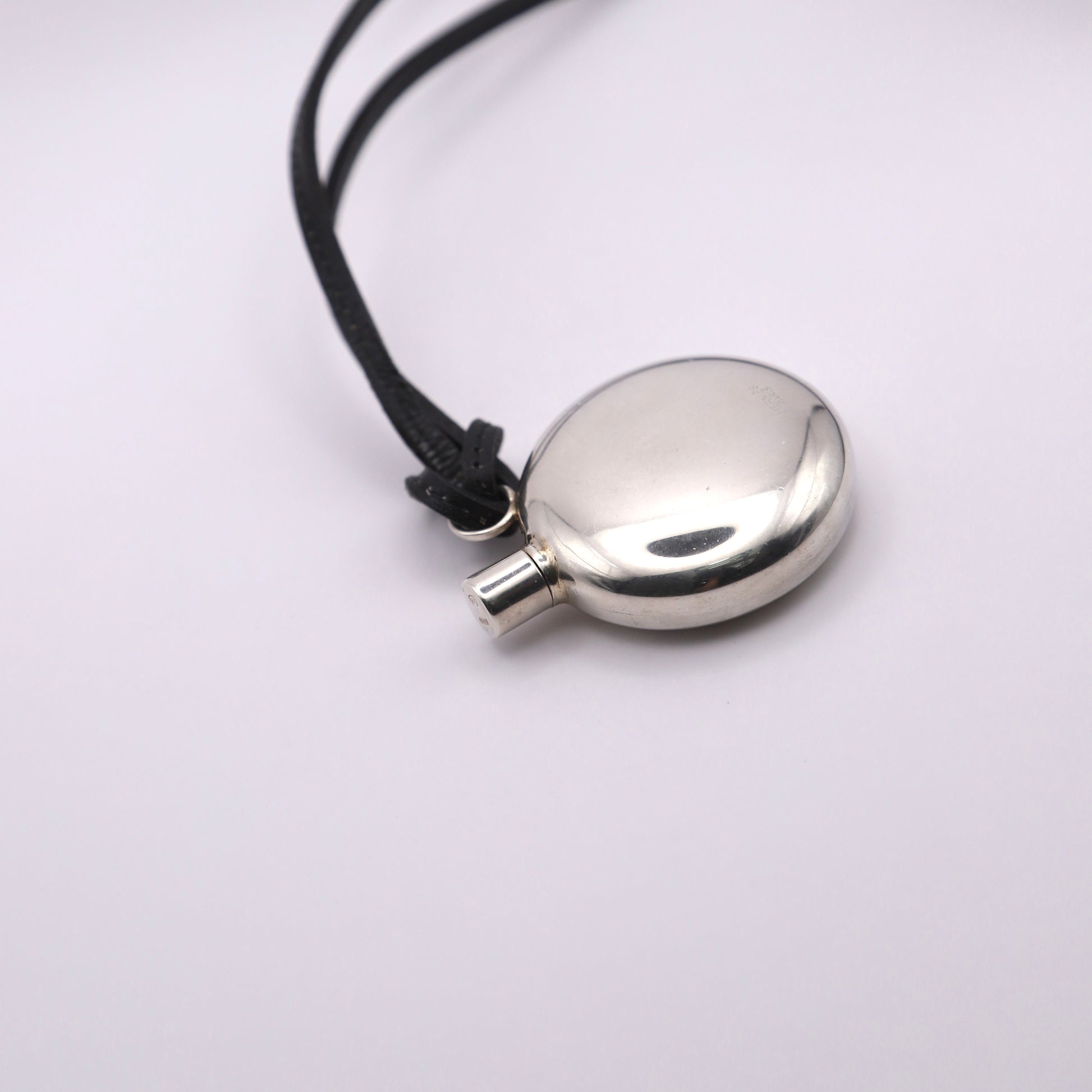 Hermes Sterling Silver Perfume Bottle Pendant Necklace，right side