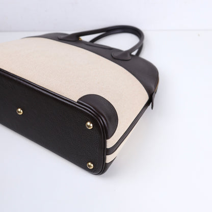 Hermès Bolide 35 2-way handbag in Ebene Taurillon Clemence and Toile,corner view 2