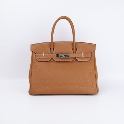 Hermes Birkin 30 Handbag in Togo Gold 2008,front view