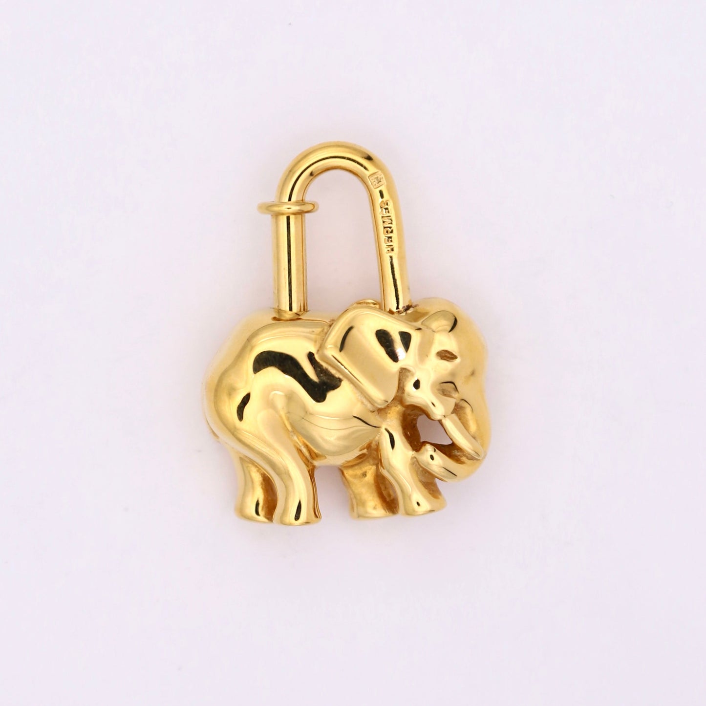 Hermes Cadena Padlock Gold plated Elephant 1997 Limited,back view