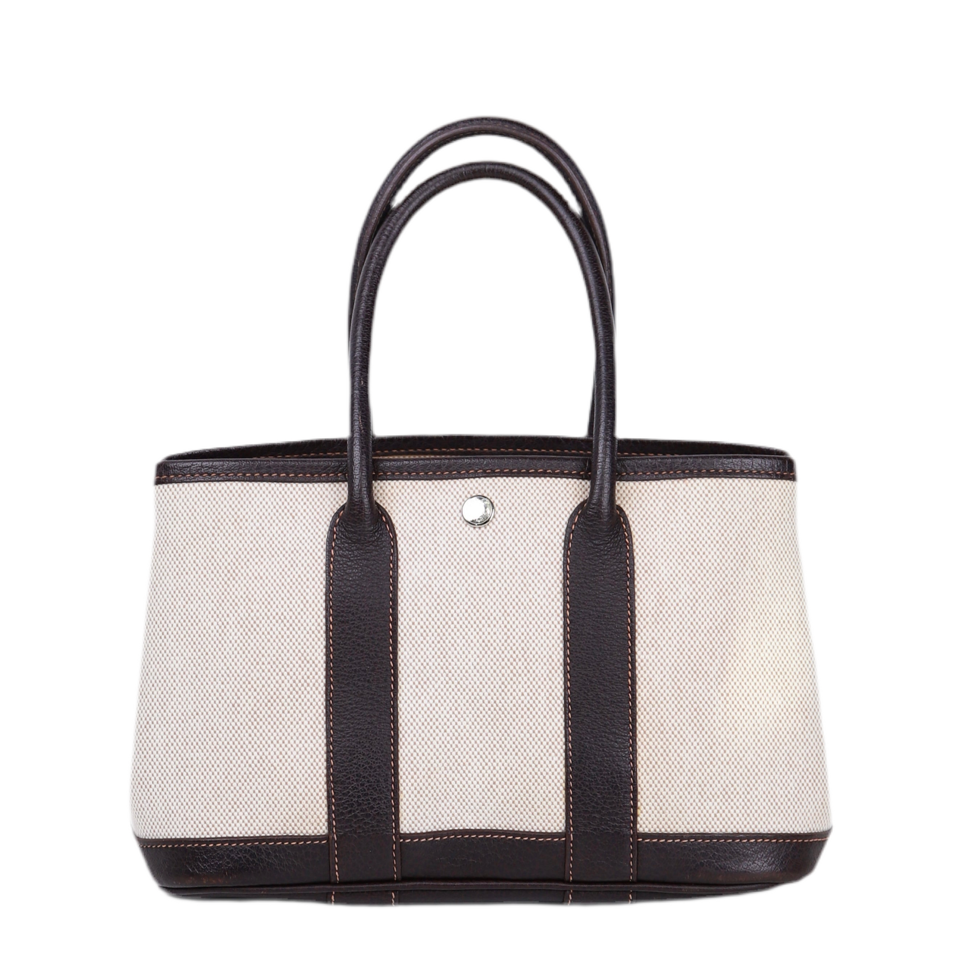 Hermès Garden Party TTPM Handbag in Ebene Buffalo/Toile 2005, front view 