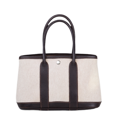 Hermès Garden Party TTPM Handbag in Ebene Buffalo/Toile 2005, front view 