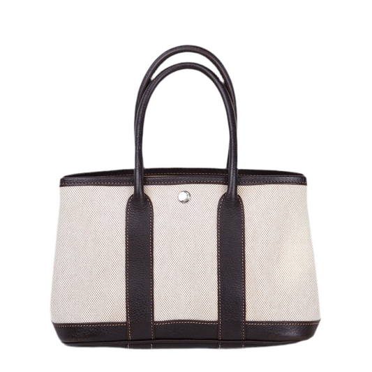 Hermès Garden Party TTPM Handbag in Ebene Buffalo/Toile 2005, front view 