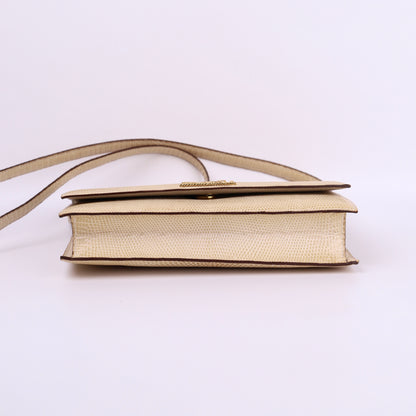 Hermes Vintage 2Way Shoulder Bag in Lizard 1986,bottom