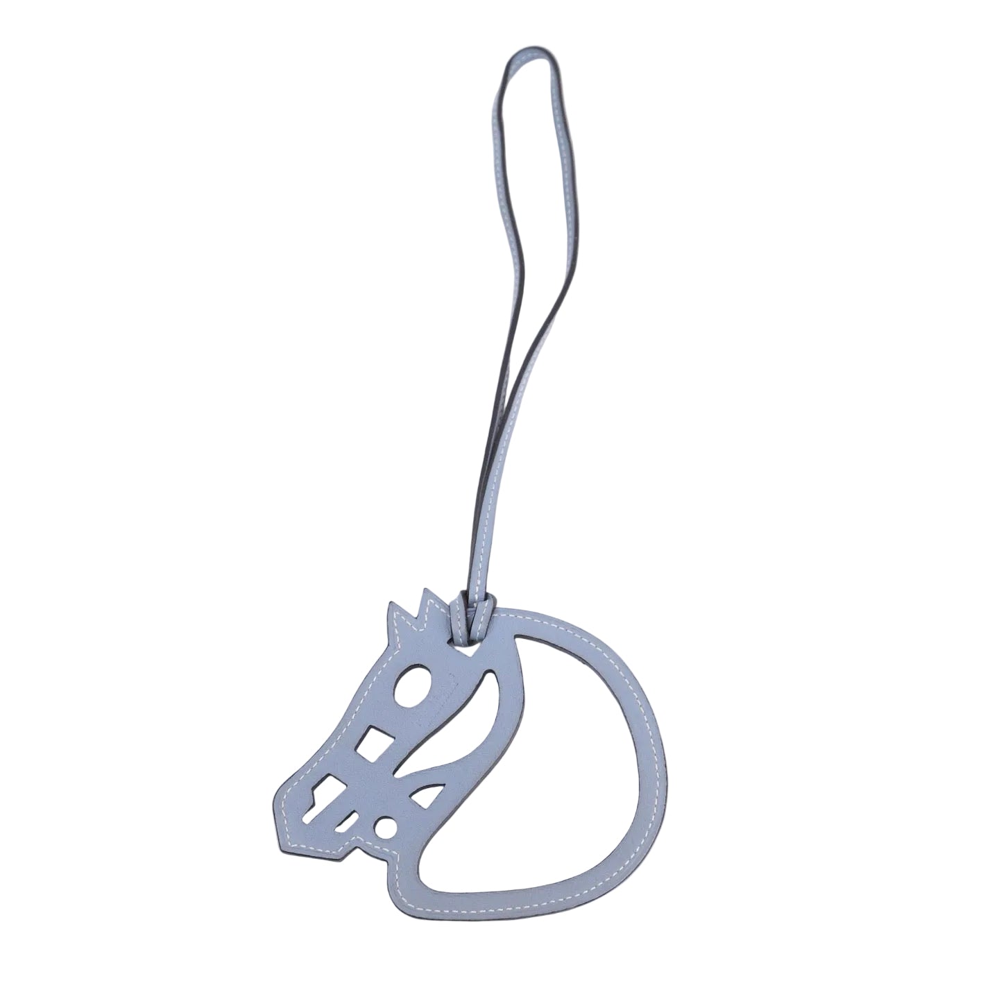 Hermes Paddock Shubal Horse Charm in Bleu Lin Swift, front view