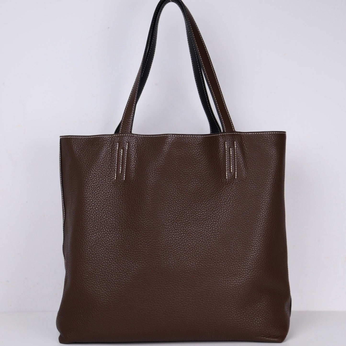 Hermes｜ Double Sens shoulder bag reversible Tote bag Black/Chocolate Togo 2013